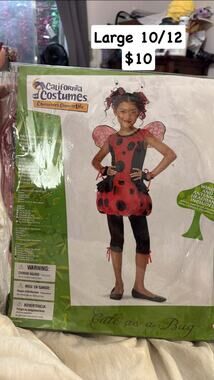 California Costumes Cute Bug Ladybug Costume Child Large 10-12 NIP Halloween